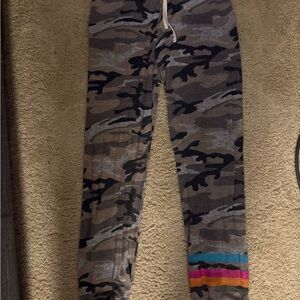 Sundry Kids Camouflage Joggers with Colorful Stripes